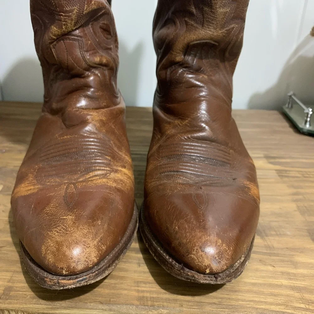 Dan Post Men’s Brown Tan Cowboy Boots (Milwaukee), 11D - Picture 7 of 13